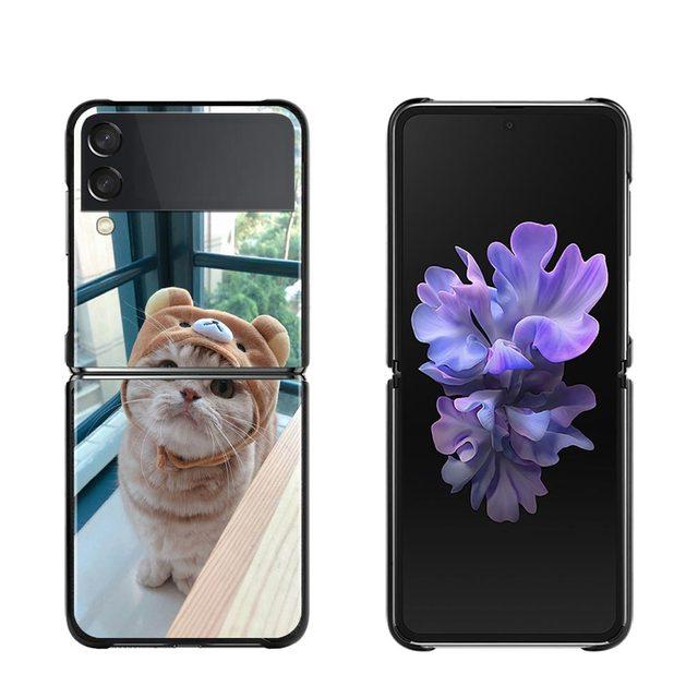 Cute Cat Kitten Phone Protective Case For Samsung Galaxy Z Flip3 5g Back Cases For Samsung Z Flip Capa Black Shell Fundas
