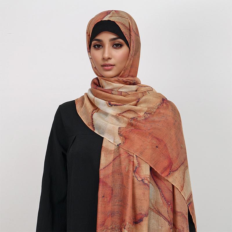 Ete Boheme En Mousseline De Soie Hijab Leopard Aquarelle Imprime Echarpe Islamique Ultra Leger Respirant