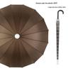 Large Automatic Long-Handled Umbrella with 16 Ribs, Curved Handle, and Waterproof Cover for Sun and Rain.