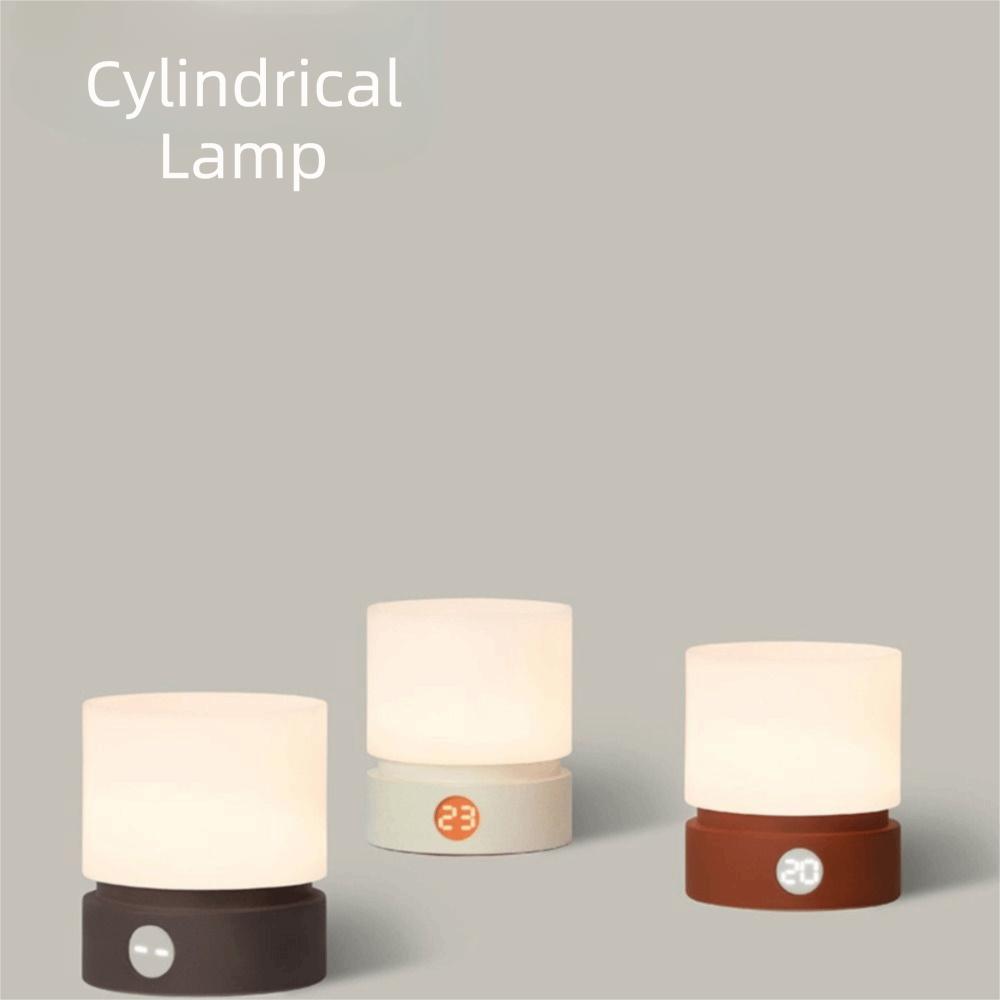 Warm White Light Timer Night Light Infinite Dimming Cylindrical Shape LED Bedside Lamp Round Design Small Size