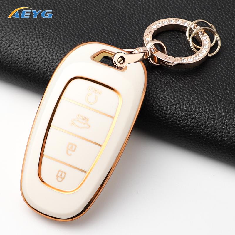 Fashion Soft Tpu Car Key Case Cover Shell For Hyundai Santa Fe Tucson Nexo Nx4 Atos Prime Solaris Key Fob Accessories