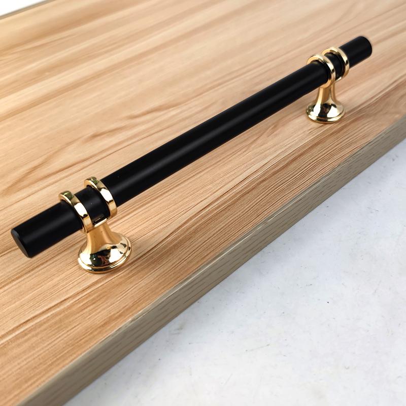 Black Gold Combination Single Hole Furniture Handle European T Bar Solid Cabinet Wardrobe Door Handle