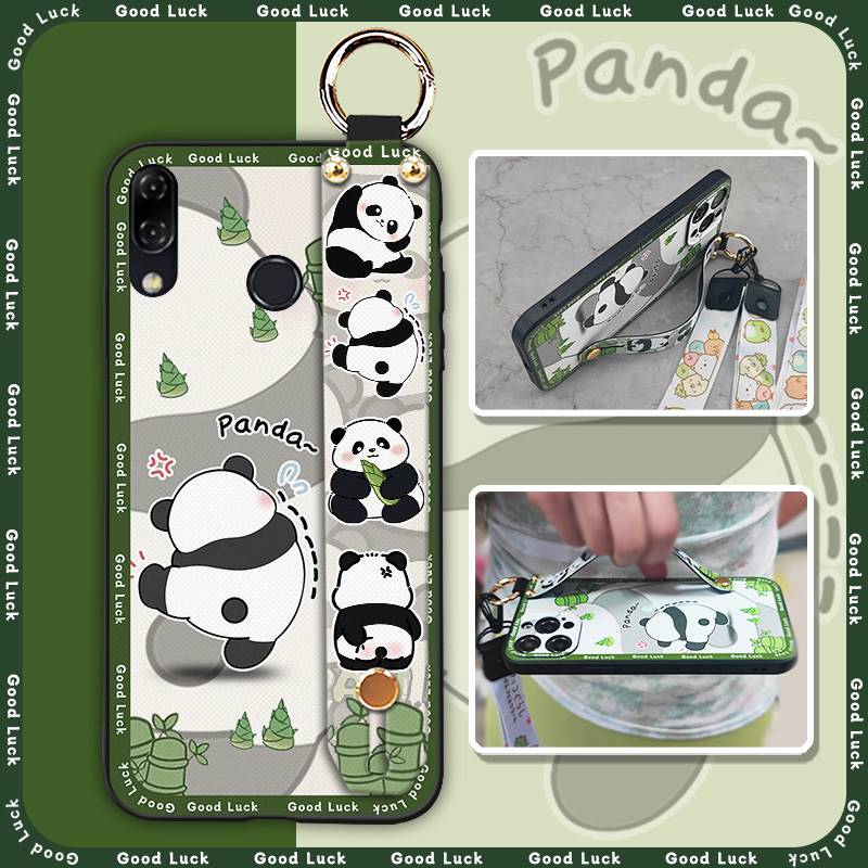 Protective Cute Phone Case For ASUS ZenFone 5 ZE620KL/ZS620KL Wristband Cartoon Panda Wrist Strap Lanyard Shockproof