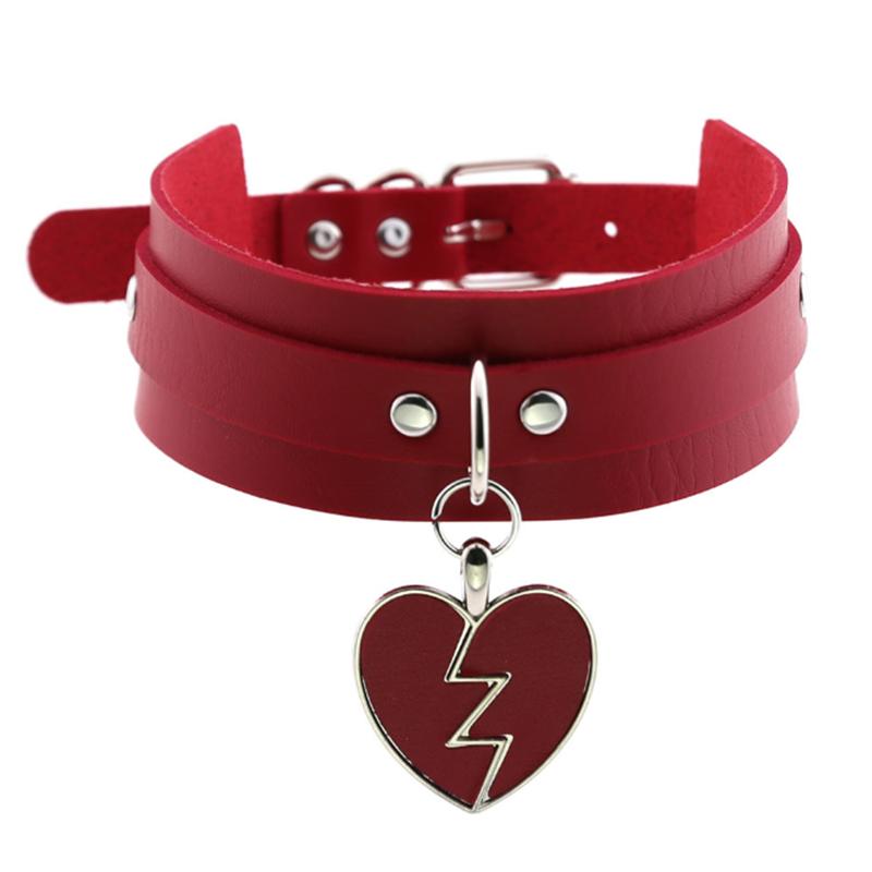 1Pc Punk Women Harajuku Heart Religion Cross PU Leather Choker Necklaces Punk Gothic Spike Rivet Collares Bell Torques Jewelry