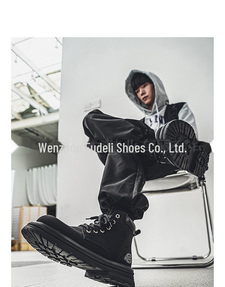 Men's 2024 British Retro Yellow High-Top Desert Work Boots - Casual Martin Style for Spring & Autumn