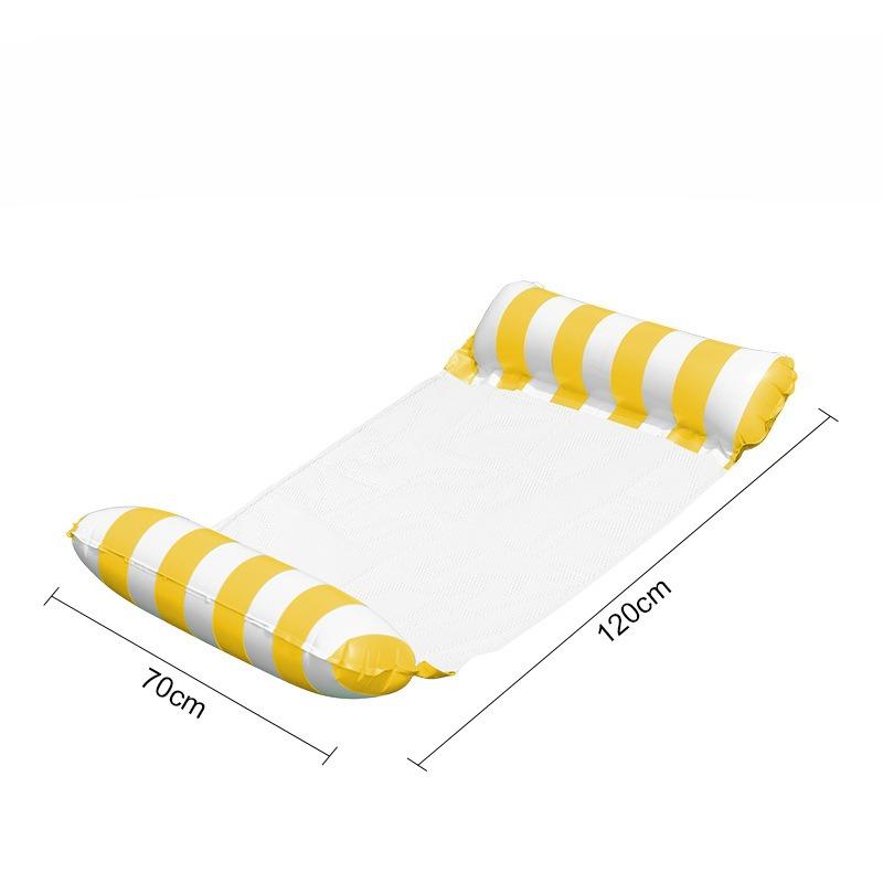 1pc Inflatable Pool Hammock Chair Bed - Portable Foldable Recliner with Air Pump, Two-Tube Striped Floating Lounger for Adults