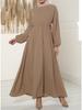 2022 Muslim Women's Solid Color Slim Tie-up Long Dress - Middle Eastern Dubai Fashion