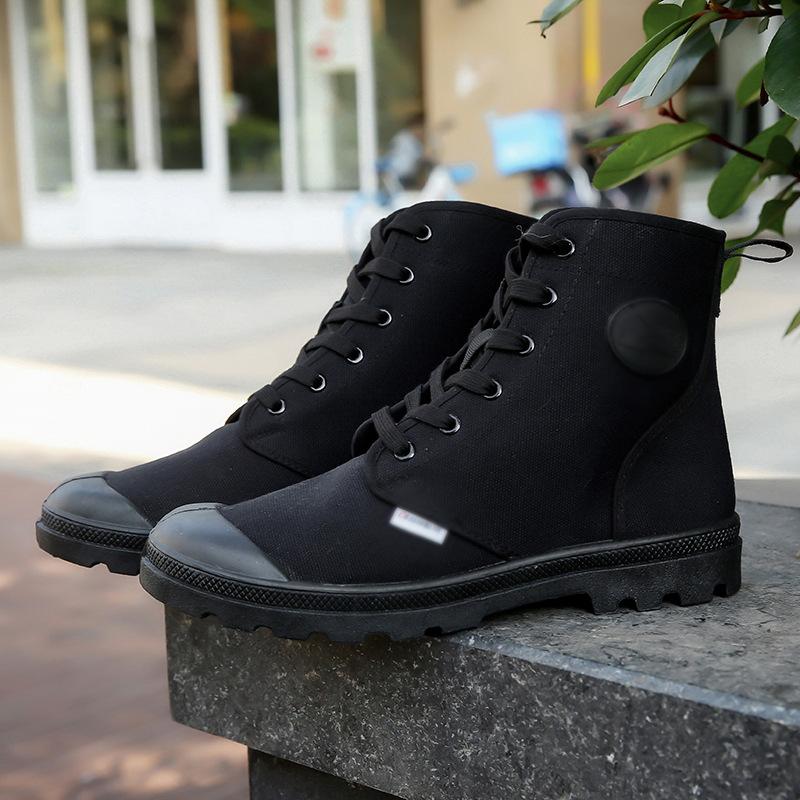 

Модная мужская парусиновая обувь, уличные высокие мужские ботинки, военные тактические ботинки, повседневные дышащие мужские ботильоны, рабочая обувь 39 чёрный