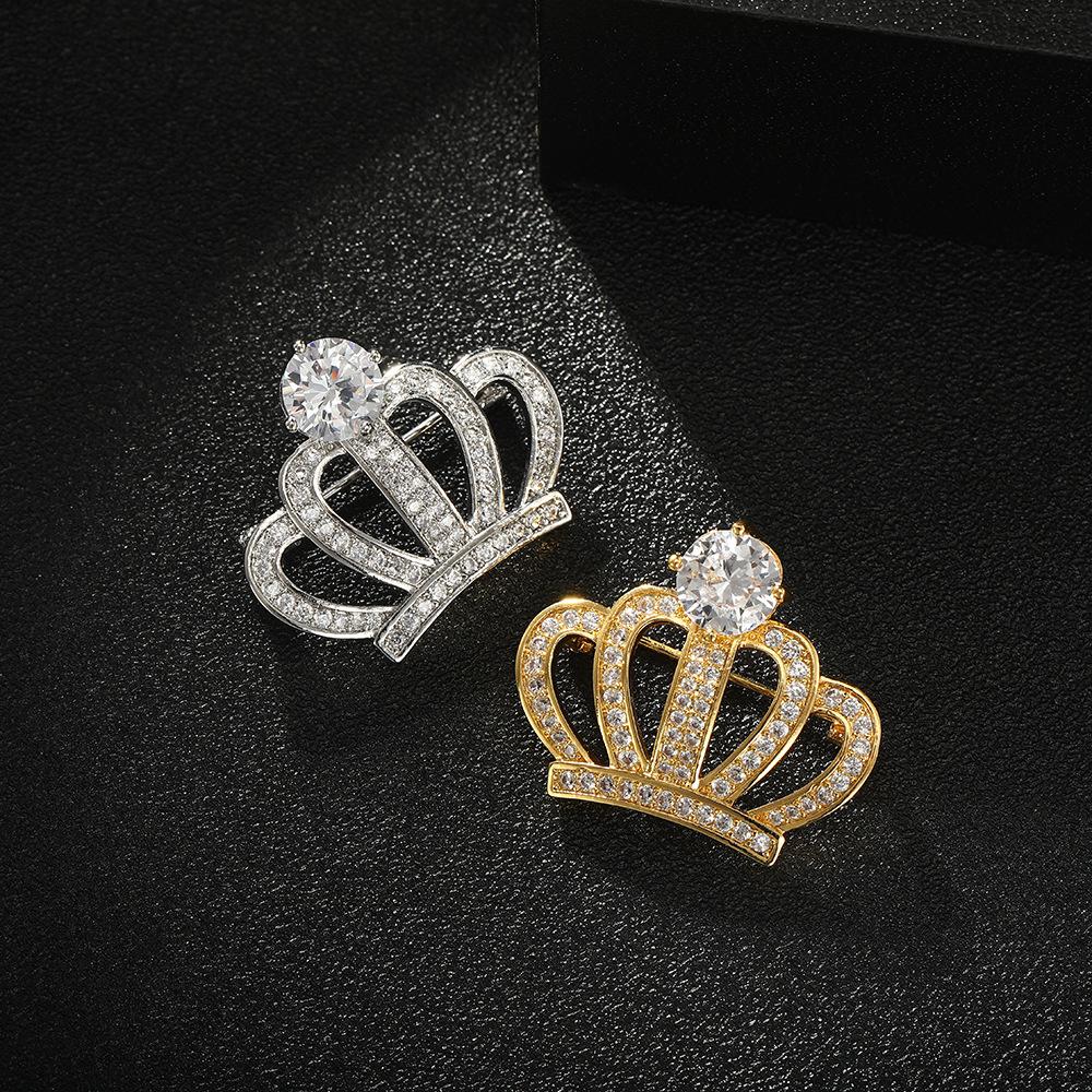 SKEDS Exquisite Luxury Rhinestone Corwn Brooches For Women Girls Fashion Elegant Crsytal Tiara Buckle Jewelry Accessories Gift