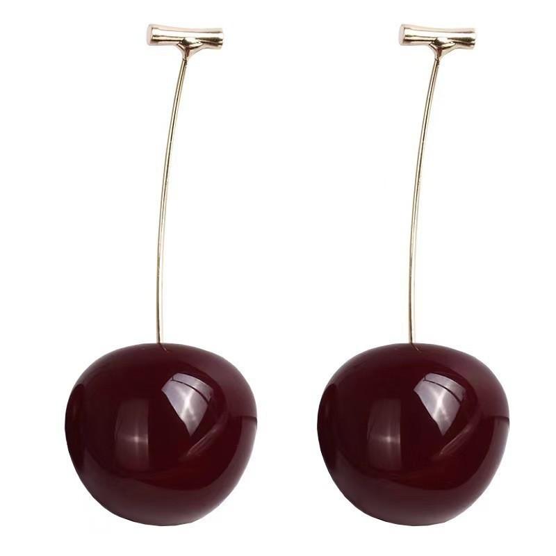 Japanese and Korean Red Cherry Cherries Earrings, Sweet Temperament, Versatile Personality, Fashion, Niche Design Earrings