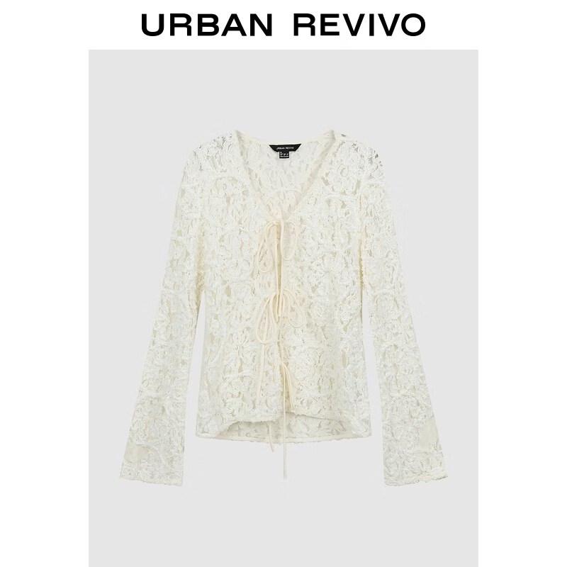 UR Women s Lace Patchwork V-Neck Blouse L