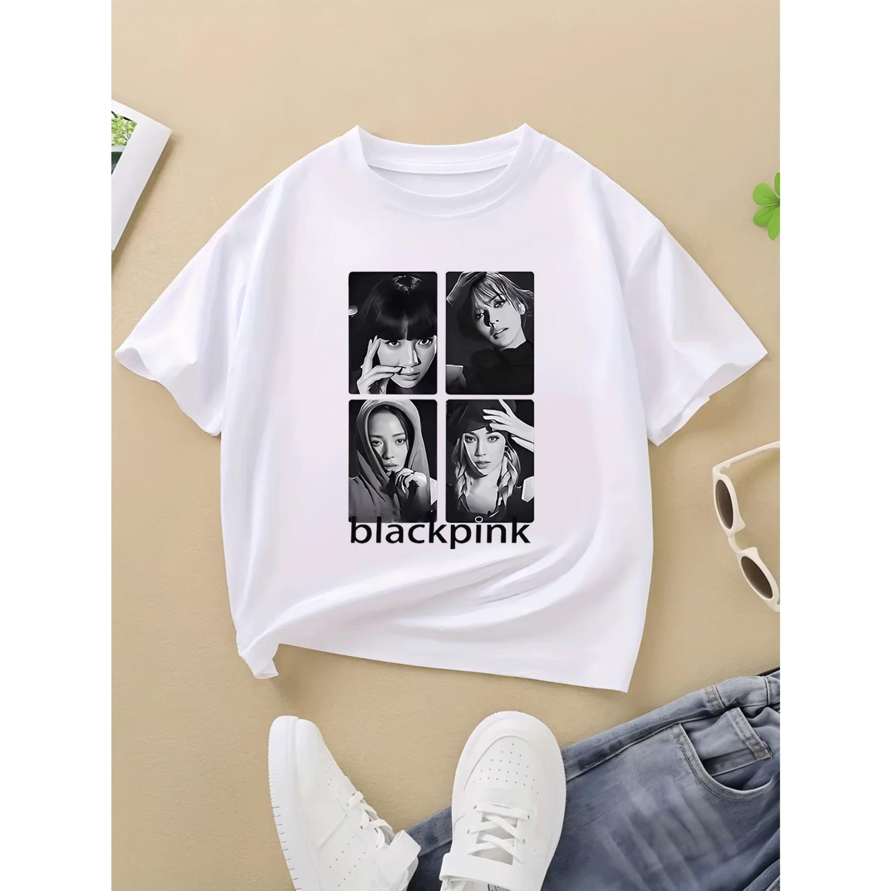 Women s T Shirt Black and White Graphic Print T-Shirt - Grid of Inspirational Women Photos with Bold blackpink Text S белый