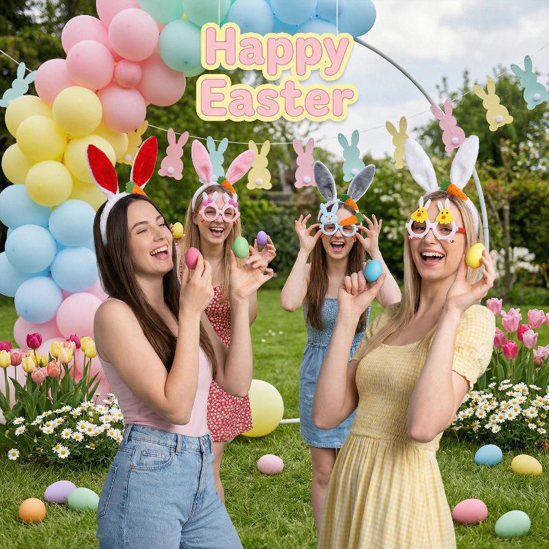 Neue Osterhasenohr-Haarbänder Plüsch-Hasenohren Karotten-Haarband Party Cosplay Kostüm Kopfschmuck Gesichtswasch-Haar-Accessoires Geschenk