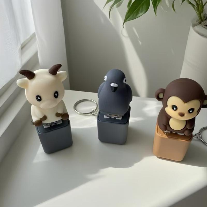 Monkey, Pigeon, Donkey Little Seagull Animal Keychain, Illuminated Clicker, Adult Stress Relief And Anxiety Sensing Toy
