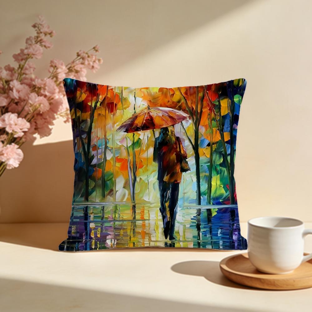 Fashion LLeonid Afremov Oilful Cushion Cover Stylish Washable Pillow Cover Ideal for Couch Bedroom Car Decoration