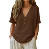 BFCCQB Damen Mode Lässig Sommer Frühling V-Ausschnitt Kurzarm Blusen & Hemden