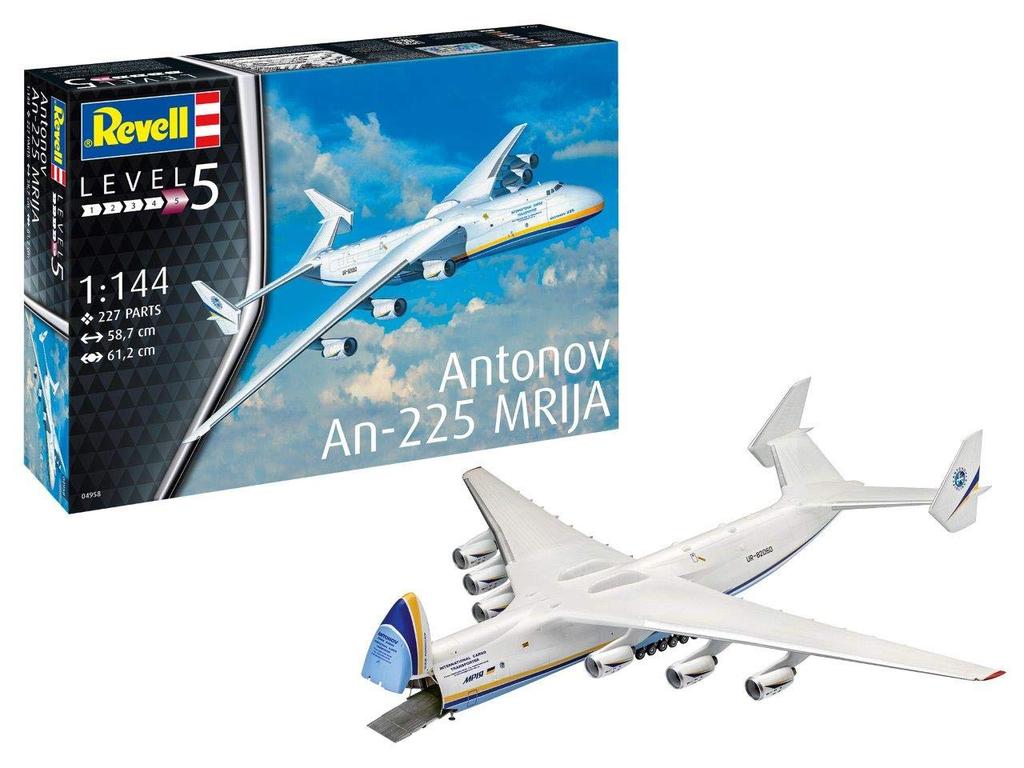 Nemecká úroveň Antonov Mriya veľké dopravné lietadlo plastový model 04958 1/144 An-225