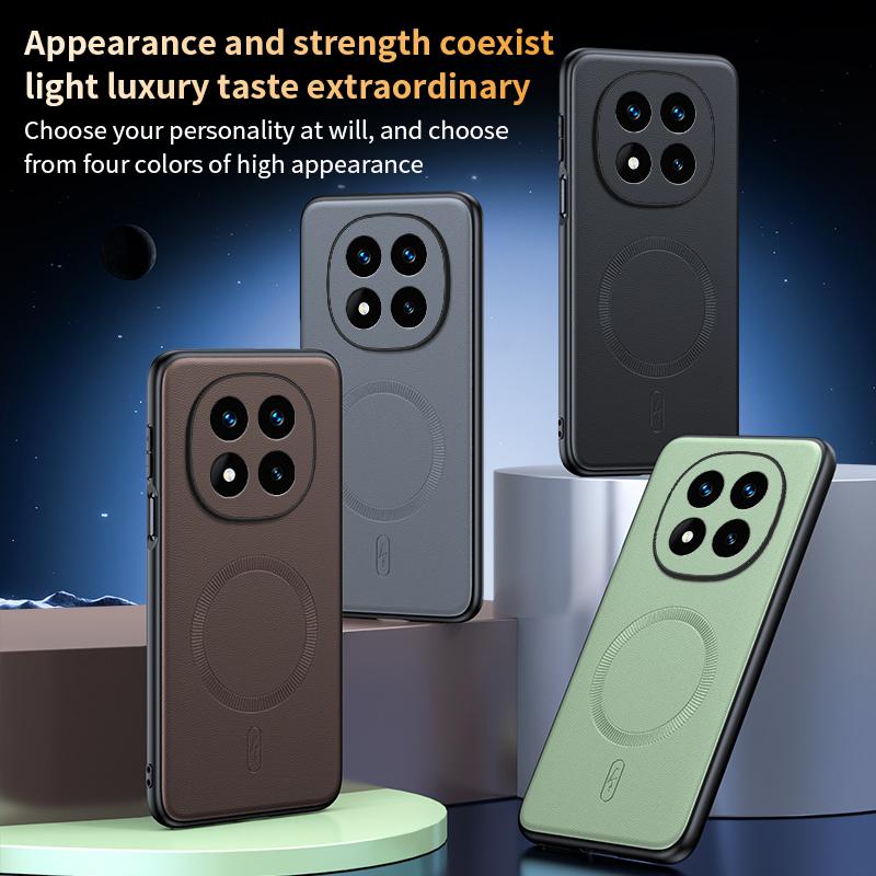 For Redmi Note 14 Pro Plus Case Magnetic Leather Shield Cover High Quality Anti-Fingerprint Non-Slip PC+TPU