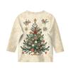 Children's 3/4 Sleeve Tops Casual Christmas Print T Shirt Round Neck Pullover Blouse