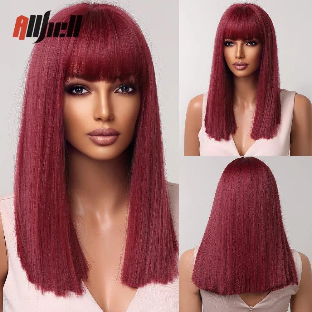 Shoulder Long Copper Ginger Wig Orange Synthetic Water Wave Wigs for Women Heat Resistant Daily Halloween Cosplay Wig with Bangs