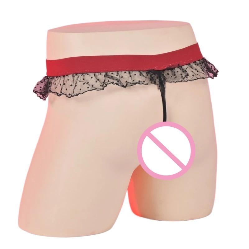 Sexy Mens Underwear Breathable Erotic Lingerie Lace Temptatio Open Back Underpants T-Back Briefs Mens Thongs And G String