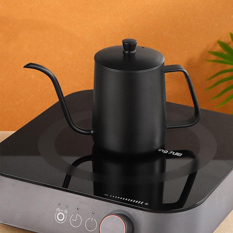600ml cafea turnare peste ibric din oțel inoxidabil capac negru cafenea oală espresso accesoriu apă picurare lung gât de lebădă instrumente ibric de cafea