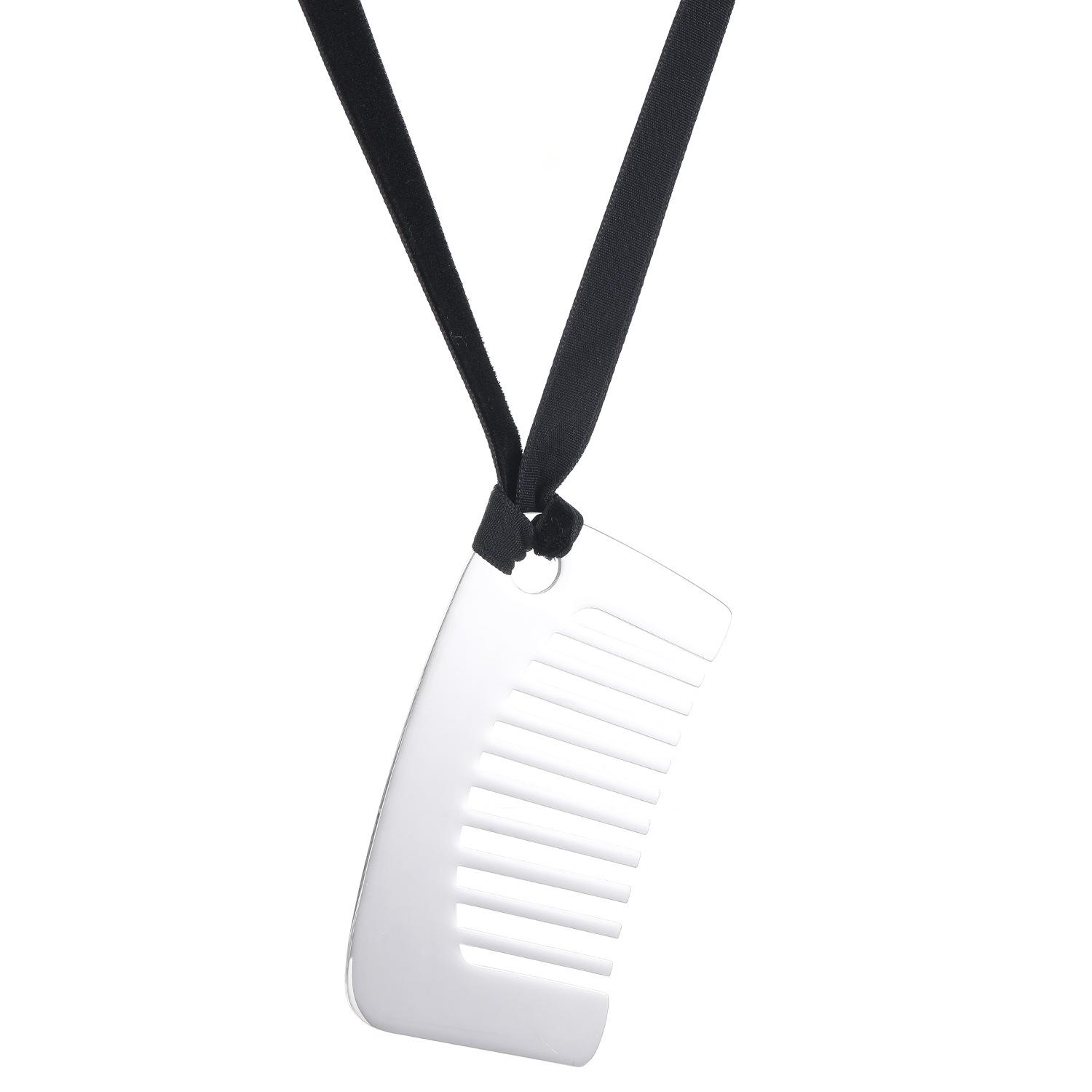 

Новый дизайн ретро серебристый мини гребень ожерелье длинная подвеска свитер цепь 1 pcs