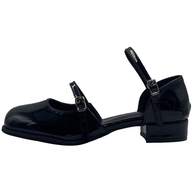 

Новые туфли Мэри Джейн на высоком каблуке с пряжкой, женские элегантные туфли на толстом каблуке с неглубоким носом и квадратным носком, офисные женские кожаные туфли 35 чёрный