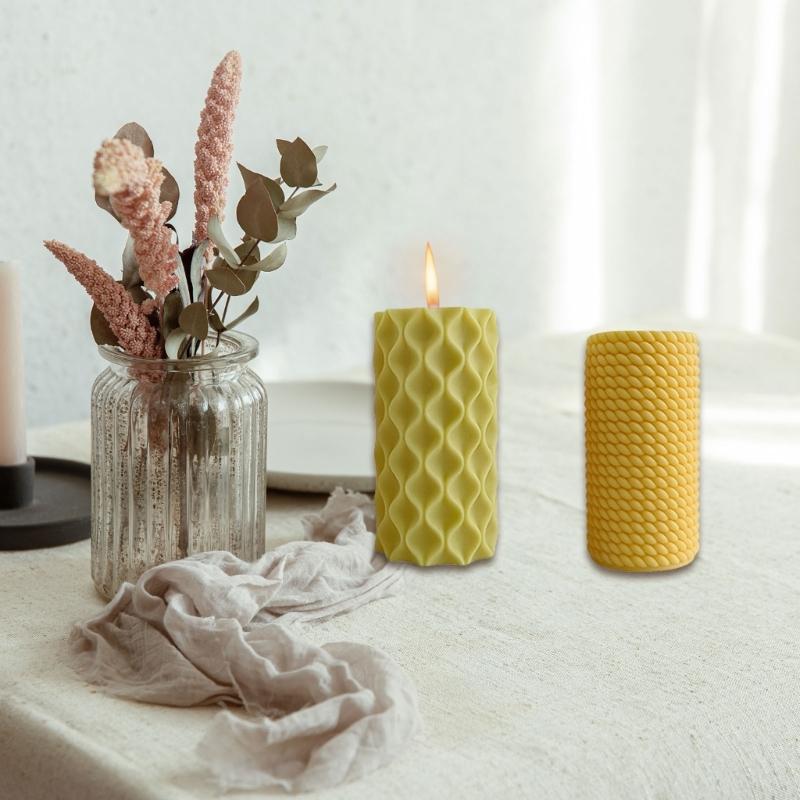 Silicone Candle Mould For Craft Star Embossed Cylinder Shape Reusable Home Decoration Candle Making Tool