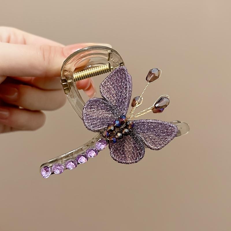 

Chinese Retro Style Exquisite Embroidery Butterfly Clip Elegant Women s Headdress Hair Accessories Cheongsam Daily Wear Headwear фиолетовый