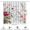 Bright Orange Blue Shower Curtain Decorative Bath Curtains with Floral Print Waterproof Fabric for Bathroom (Size: W72 X L84)