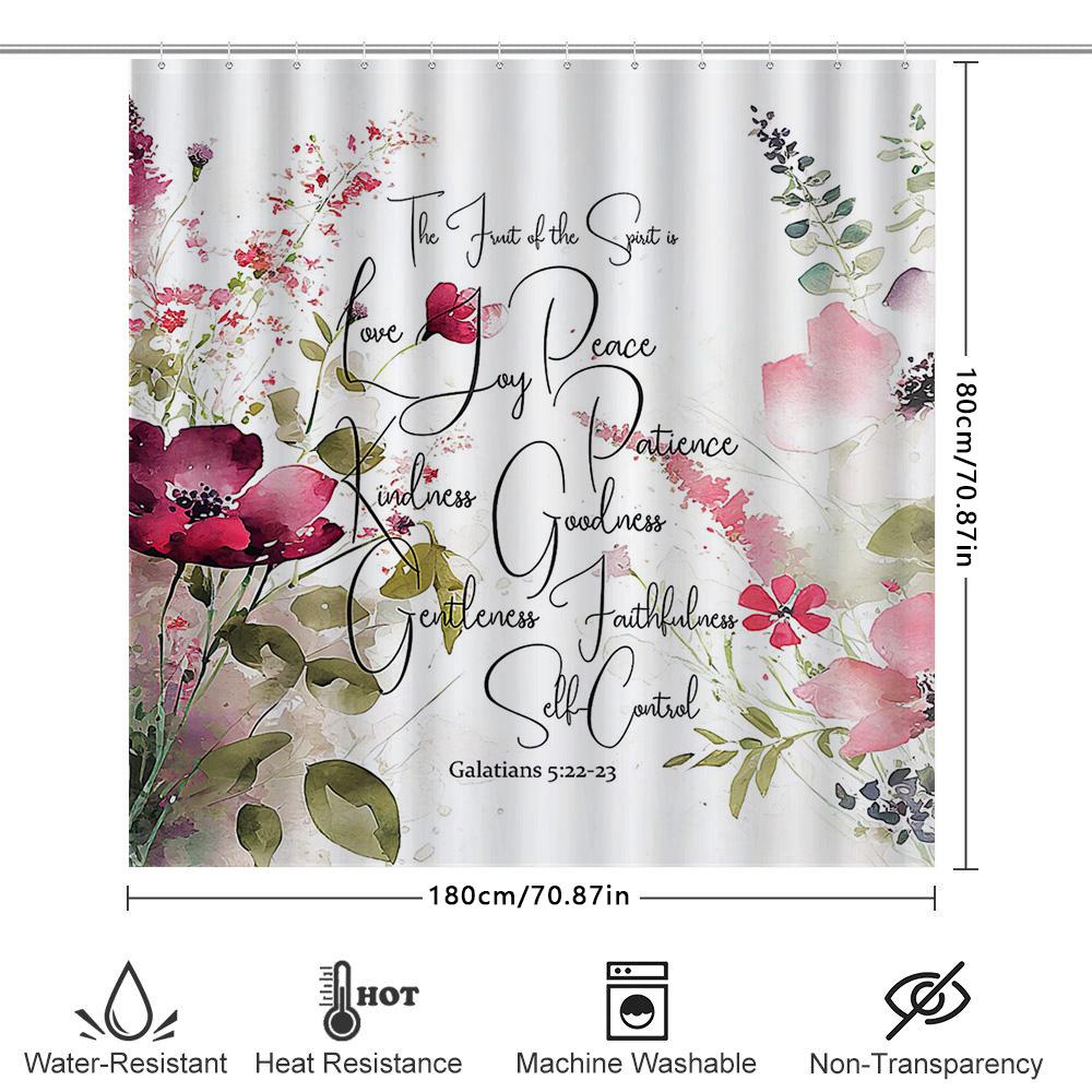 Bright Orange Blue Shower Curtain Decorative Bath Curtains with Floral Print Waterproof Fabric for Bathroom (Size: W72 X L84)