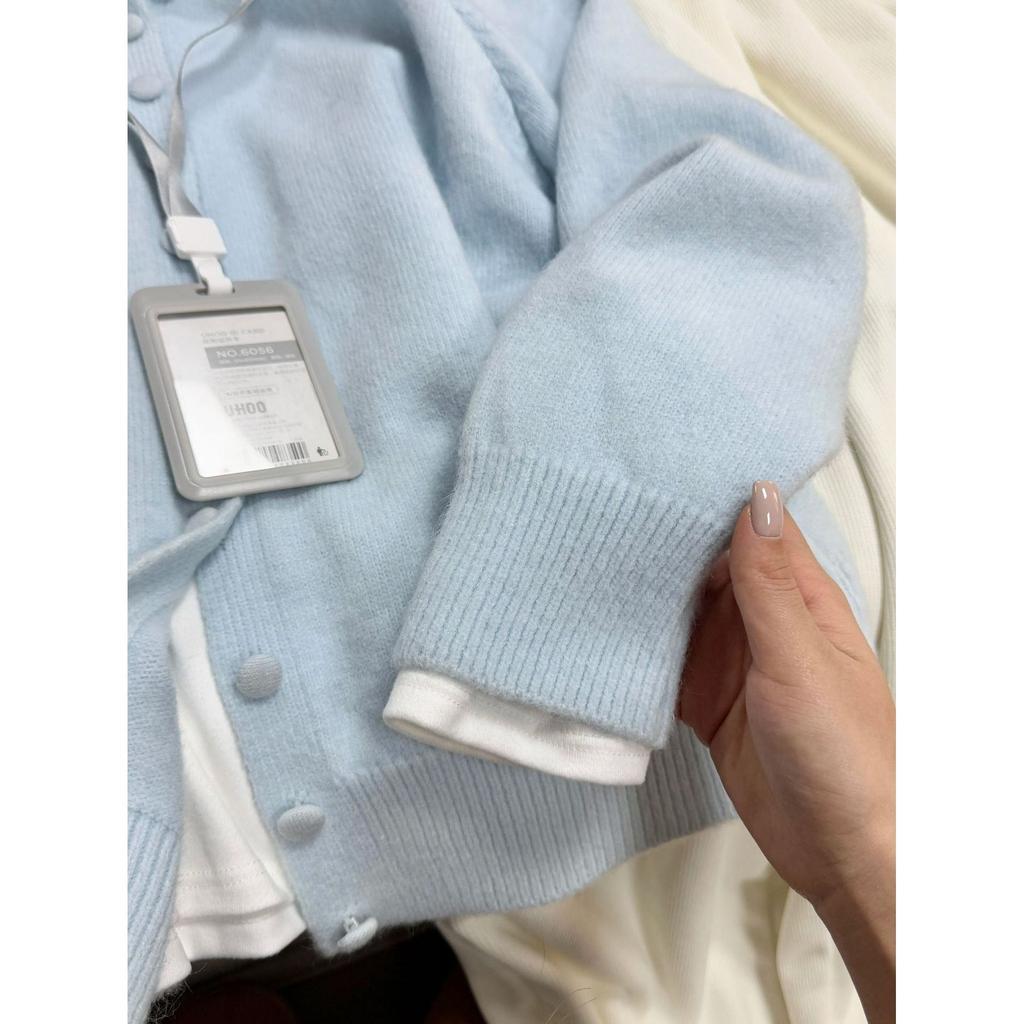 Thickened soft waxy turtleneck knitted cardigan top autumn and winter gentle tie olo lapel soft sweater button coat women