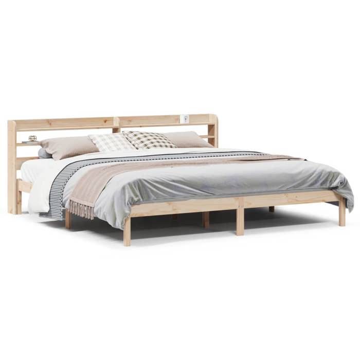 VidaXL Cadre de lit avec tête de lit 180x200 cm bois de pin massif, lit, meuble de chambre à coucher, lit en bois, lit 3306547