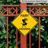 2D Flat 1pc- Vintage Metal Tin Sign Featuring A 2D Flat Design of Fairy Crossing People, Perfect for Decorating Bars, Cafes, Garages, or Any Room in
