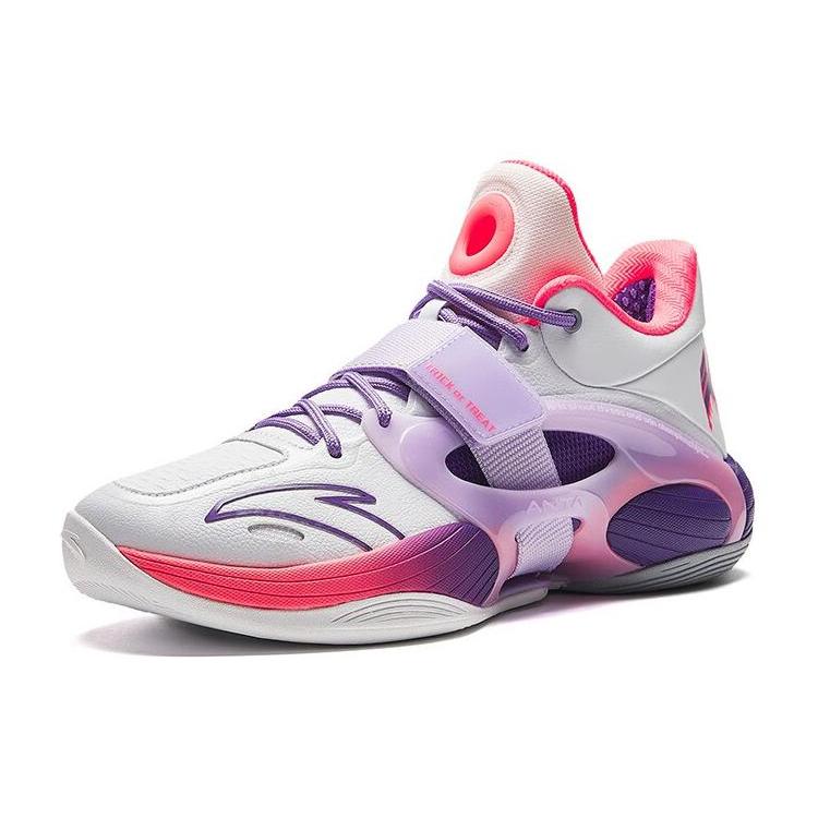 New Anta KT SPLASH V V2 Cushioning Breathable Mid Top Basketball Shoes Men's White Purple 112341108-4