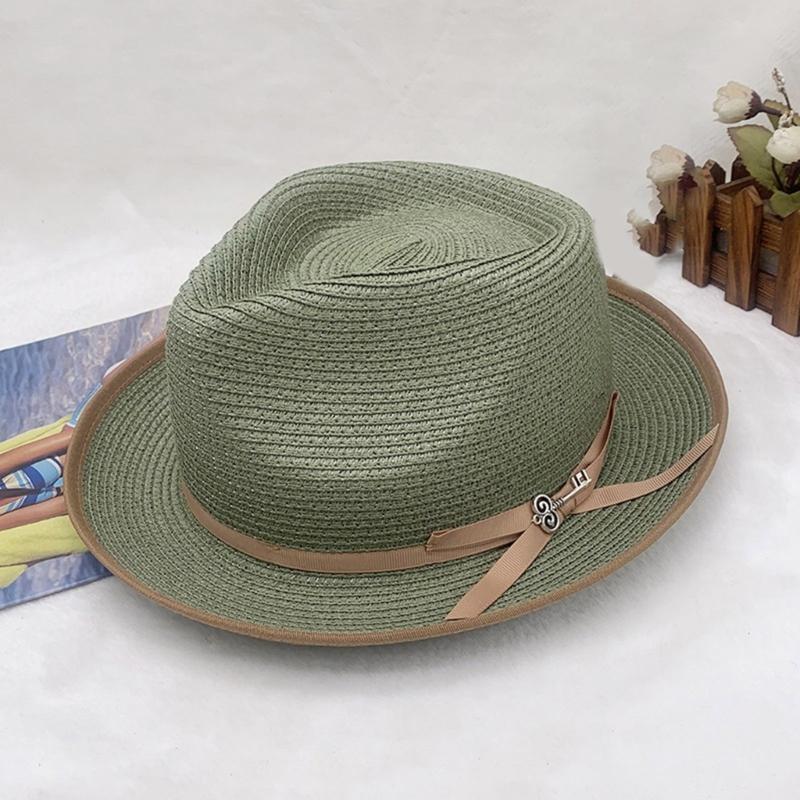 Adjustable Breathable Paper Braid Summer Dress Hat With Rolled Brims Bows Detail Colorful Party Hat for Women and Girls