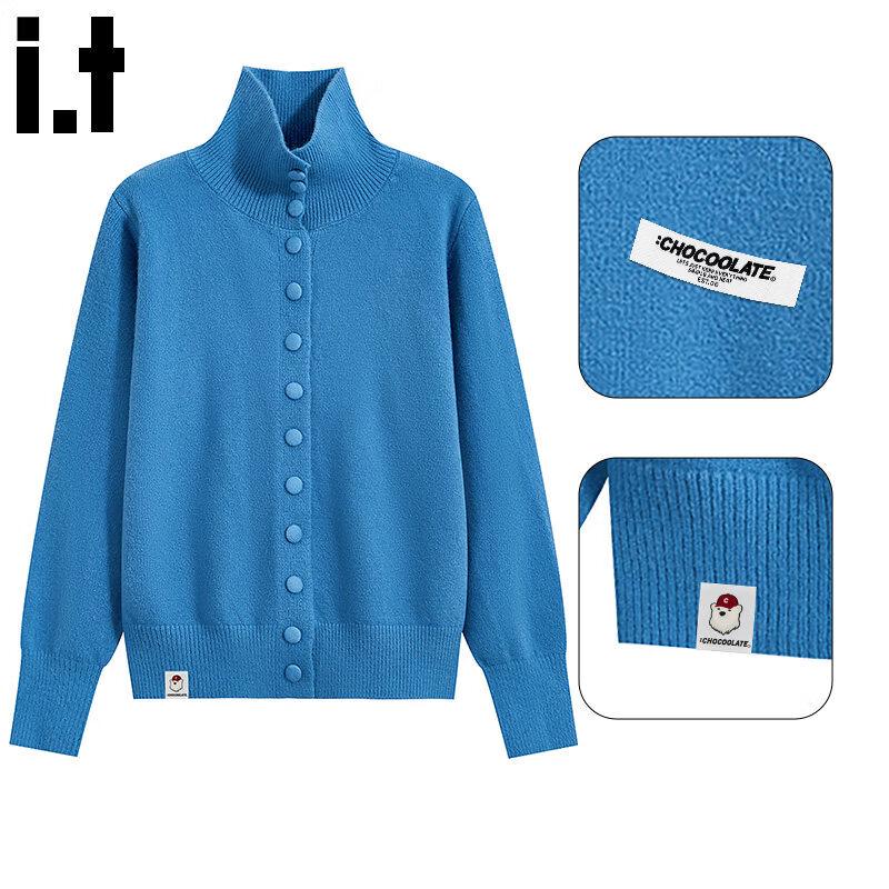 :CHOCOOLATE Women's Relaxed High-Neck Cardigan