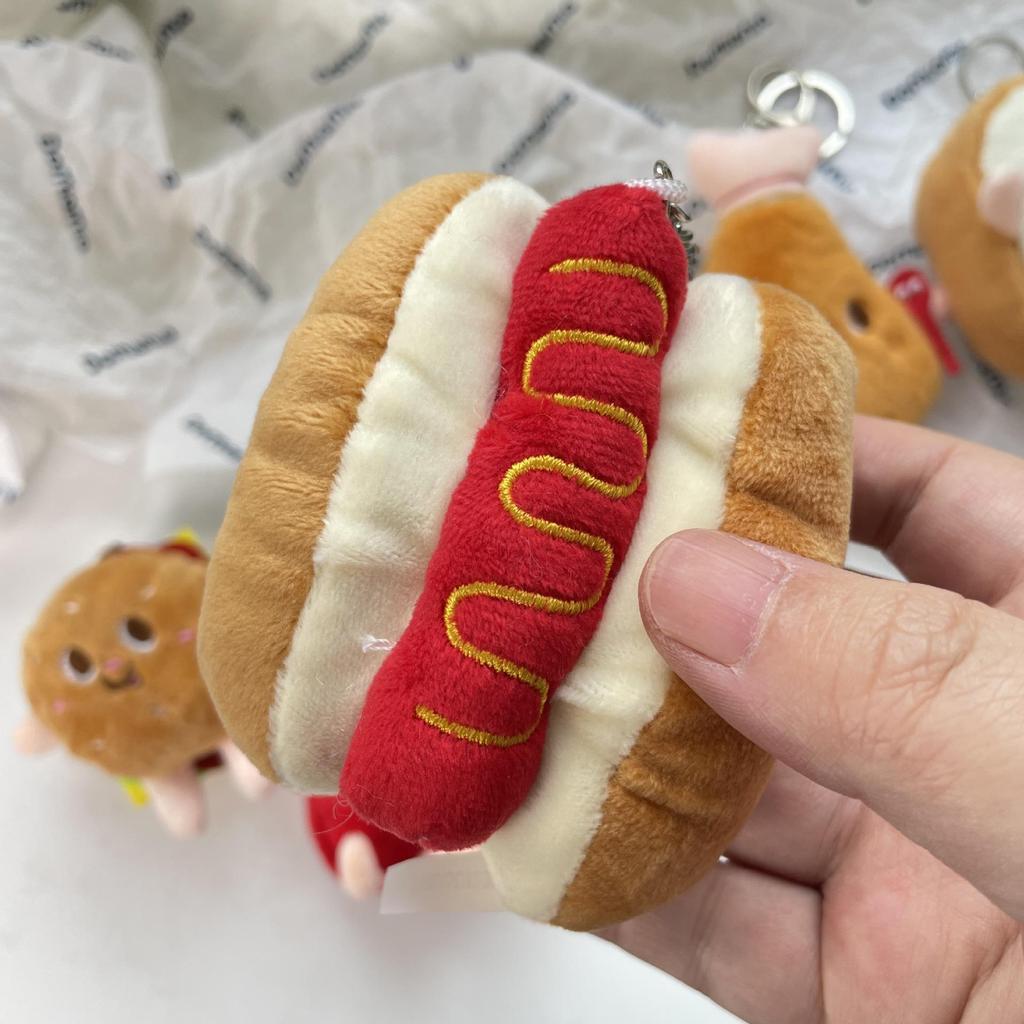 Roztomilý Kreslený Hamburger a Hranolky Plyšový Batoh Přívěsek na Klíče Panenka