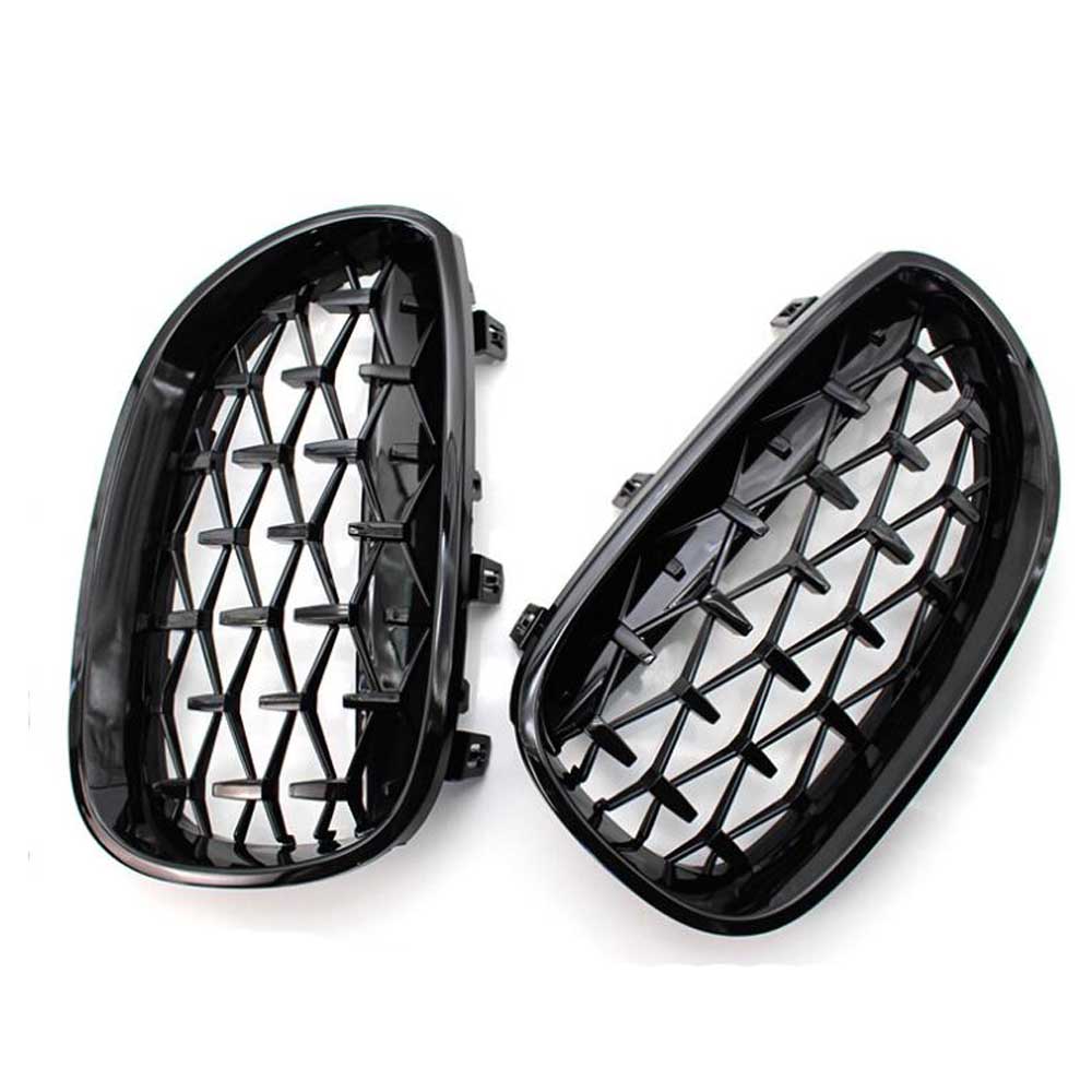 Car Racing Grill For BMW E60 E61 5 Series 2003-2009 Diamond Front Kidney Grille Meteor Style Grill Chrome Auto Accessories