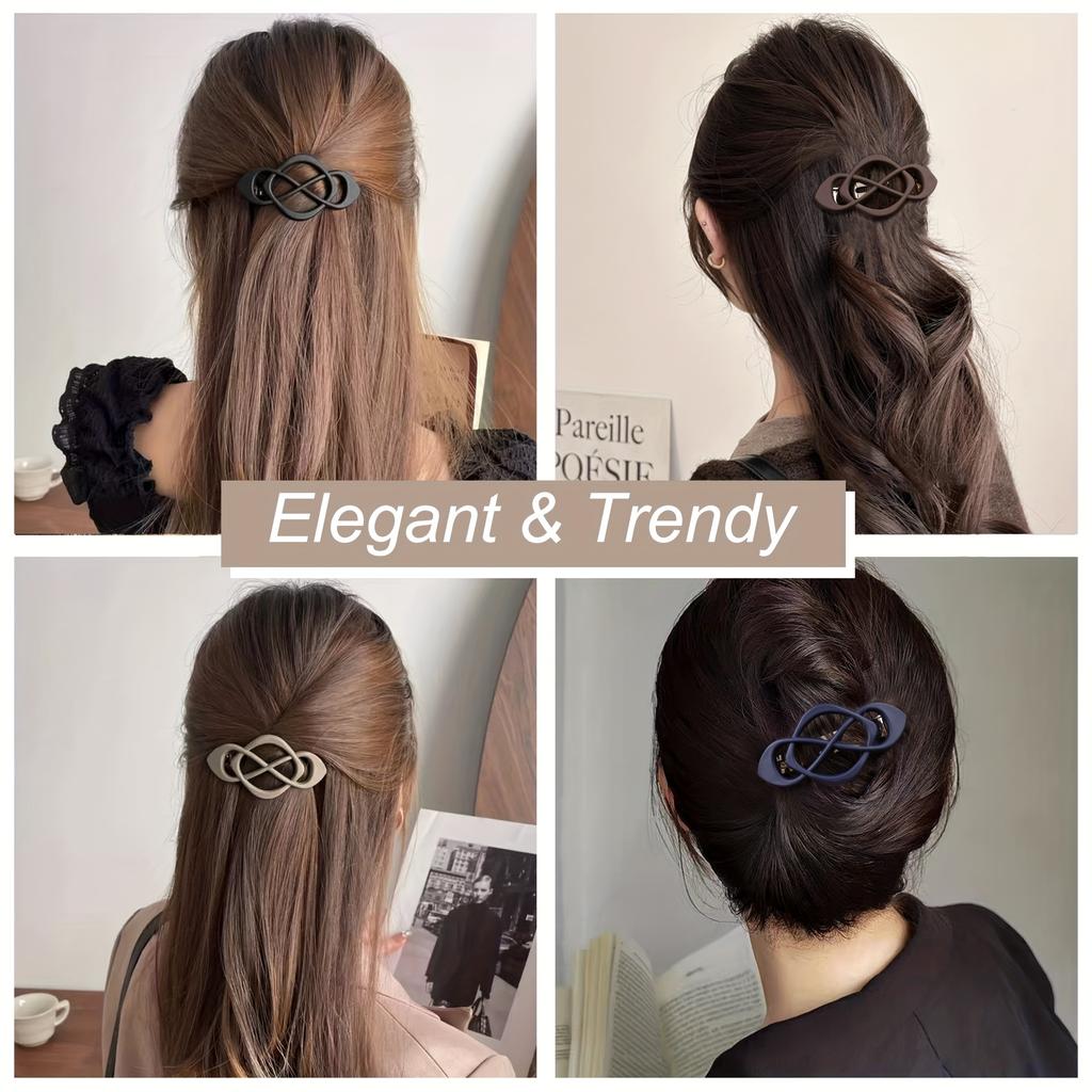 Stylish Hollow Metal Hair Clips with Crossed Ponytail and Half-Up Spring Hairpins In Gift Box