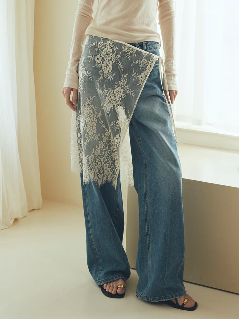 Oal Scallop Lace Wrap Skirt_Ivory