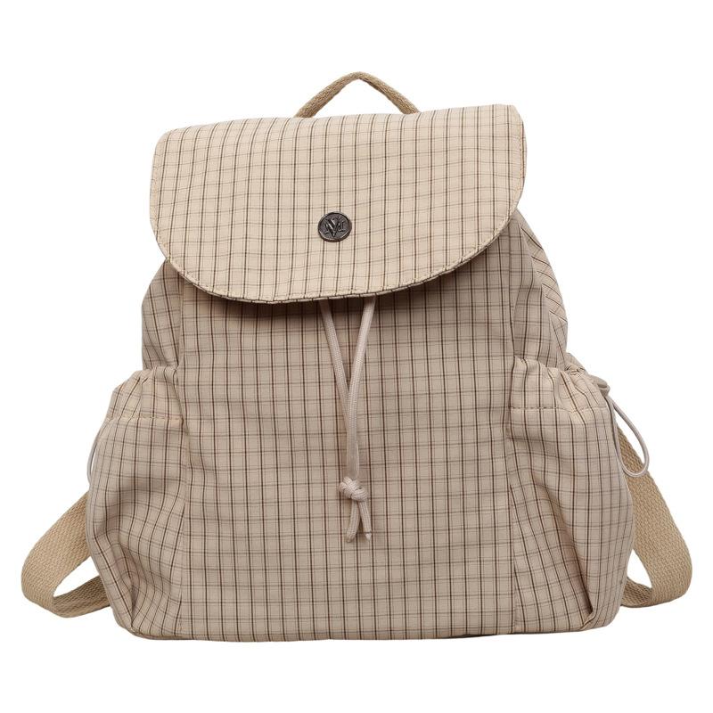 Schoolbagins Korean foreign style light nylon backpack women's 1011 summer new plaid backpack casual commuter schoolbag