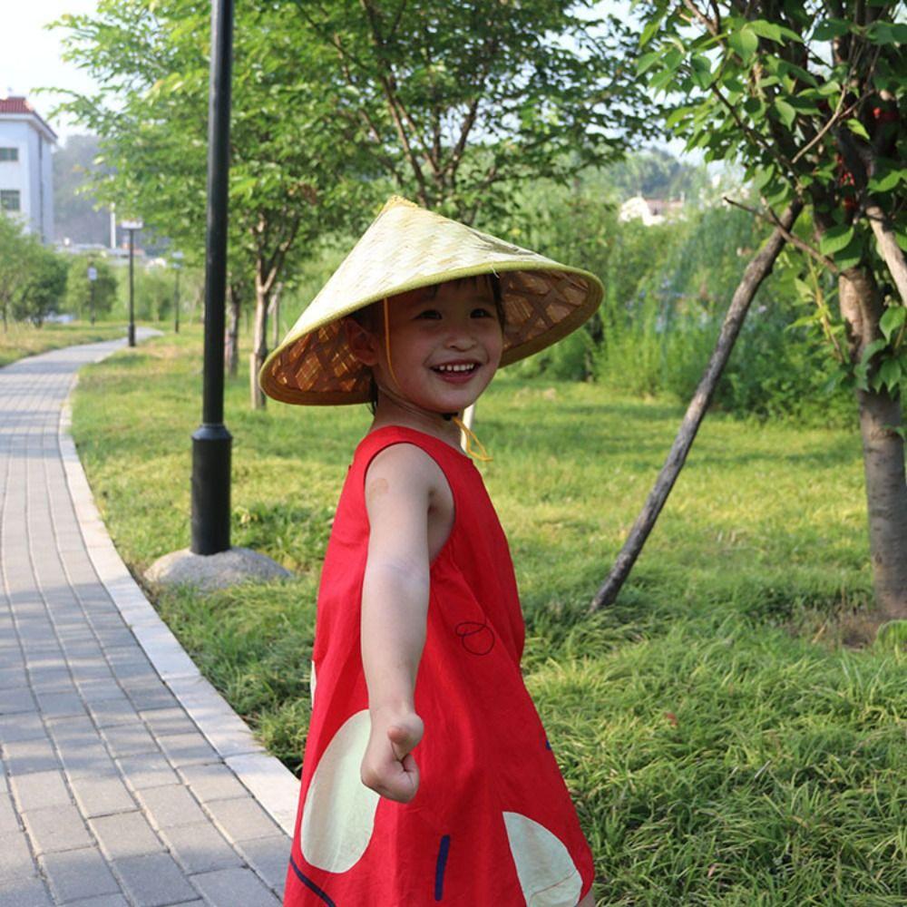Sunscreen Natural Bamboo Hats Adjustable Mexican Dance Hat Party Sun Hats  Children Kids Outdoor