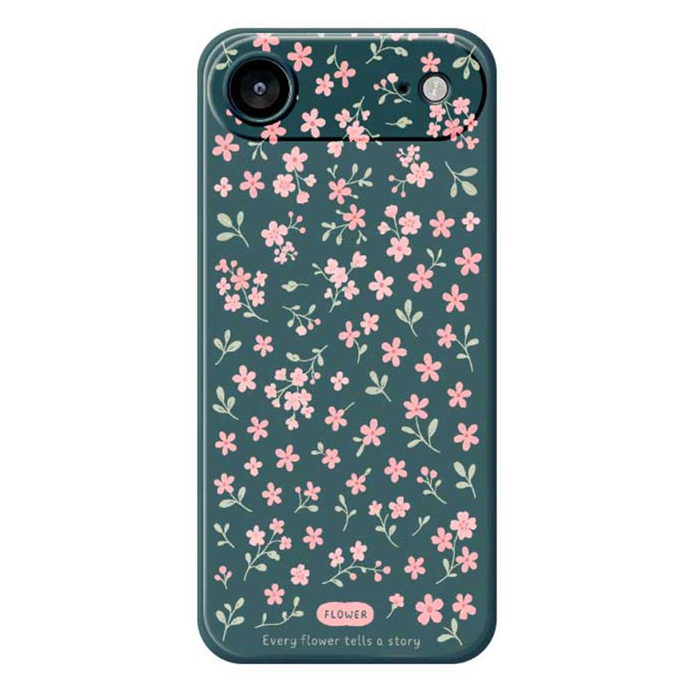 For iPhone 17 Air Case Pink Small Flowers Pattern Printing Straight Edge TPU Phone Back Cover