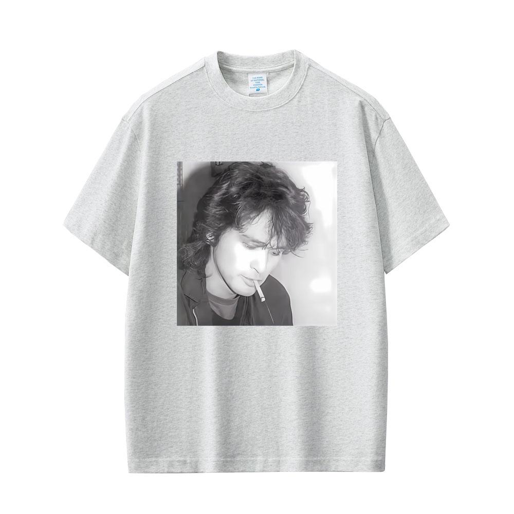 Klassische Russische Rockband Kino Viktor Tsoi Rauchmotiv Grafik T-Shirts Unisex Damen Lässig Übergroß Streetwear Unisex Baumwoll-T-Shirts