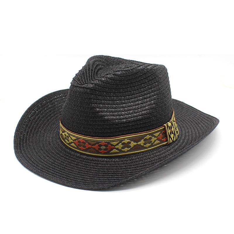 Tibetan Ethnic Style Western Cowboy Straw Hat Top Hat Men And Women Outdoor Beach Hat Sun Protection Hat