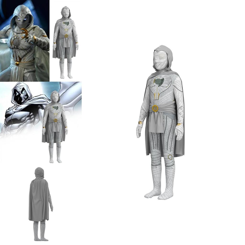 Moon Knight Costume For Adults Kids Marvel Movie Cosplay Jumpsuit With Cape For Role Play