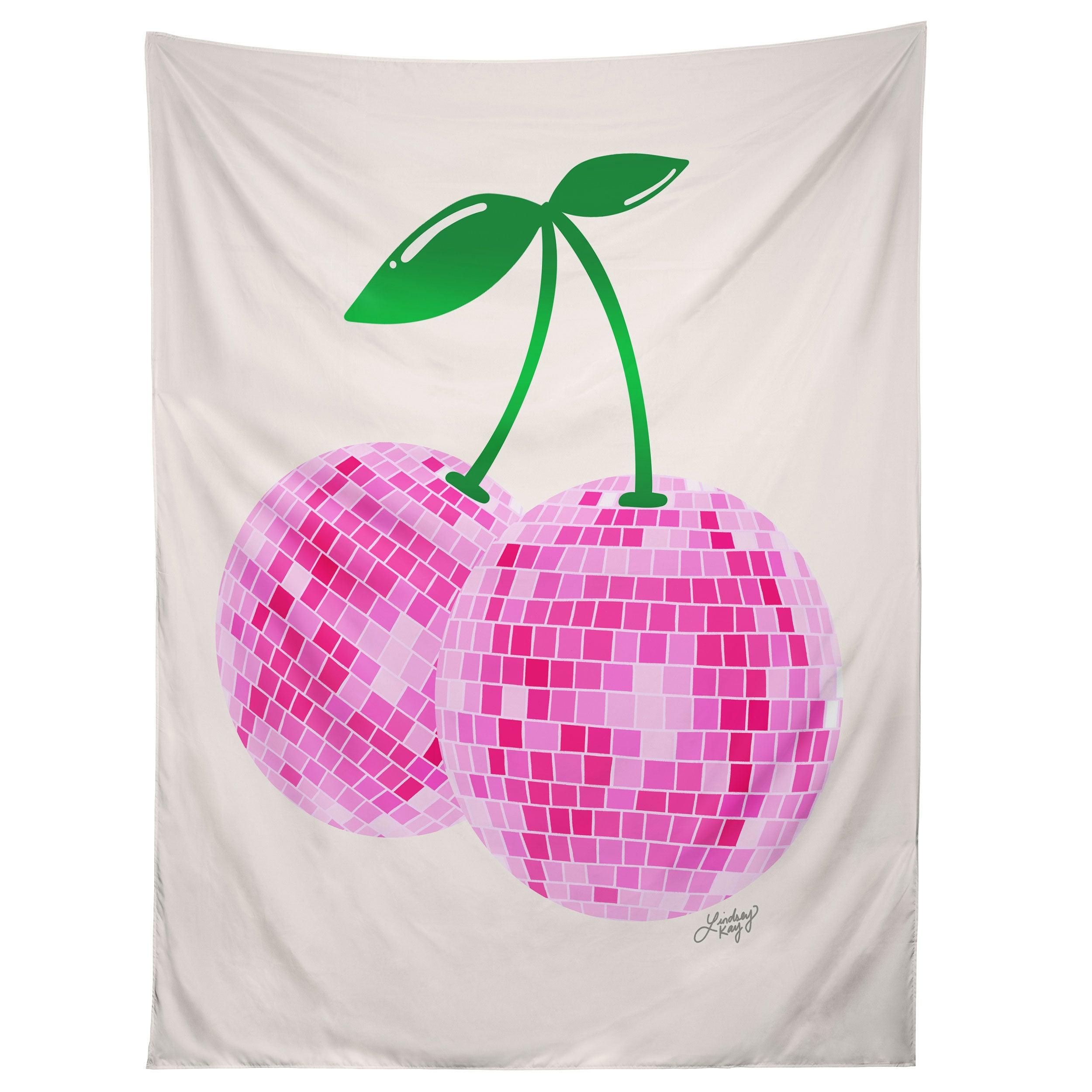 DISCO BALL CHERRIES tapestry 75x100