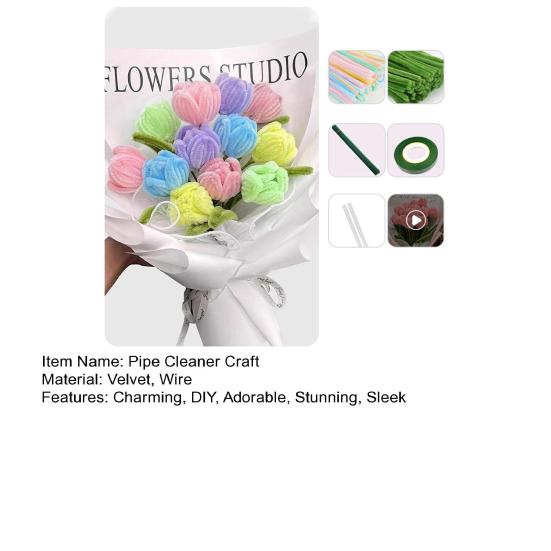 200 Pcs Pipe Cleaners Craft DIY Pipe Cleaner Flower Making Kit Colored Chenille Stems Bulk with Floral Wires Gardening Tape for Art Craft Supplies